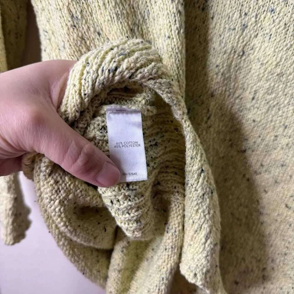 J Jill Yellow Marlee 3/4 Sleeve Chunky Knit Pullover Sweater Medium Tall